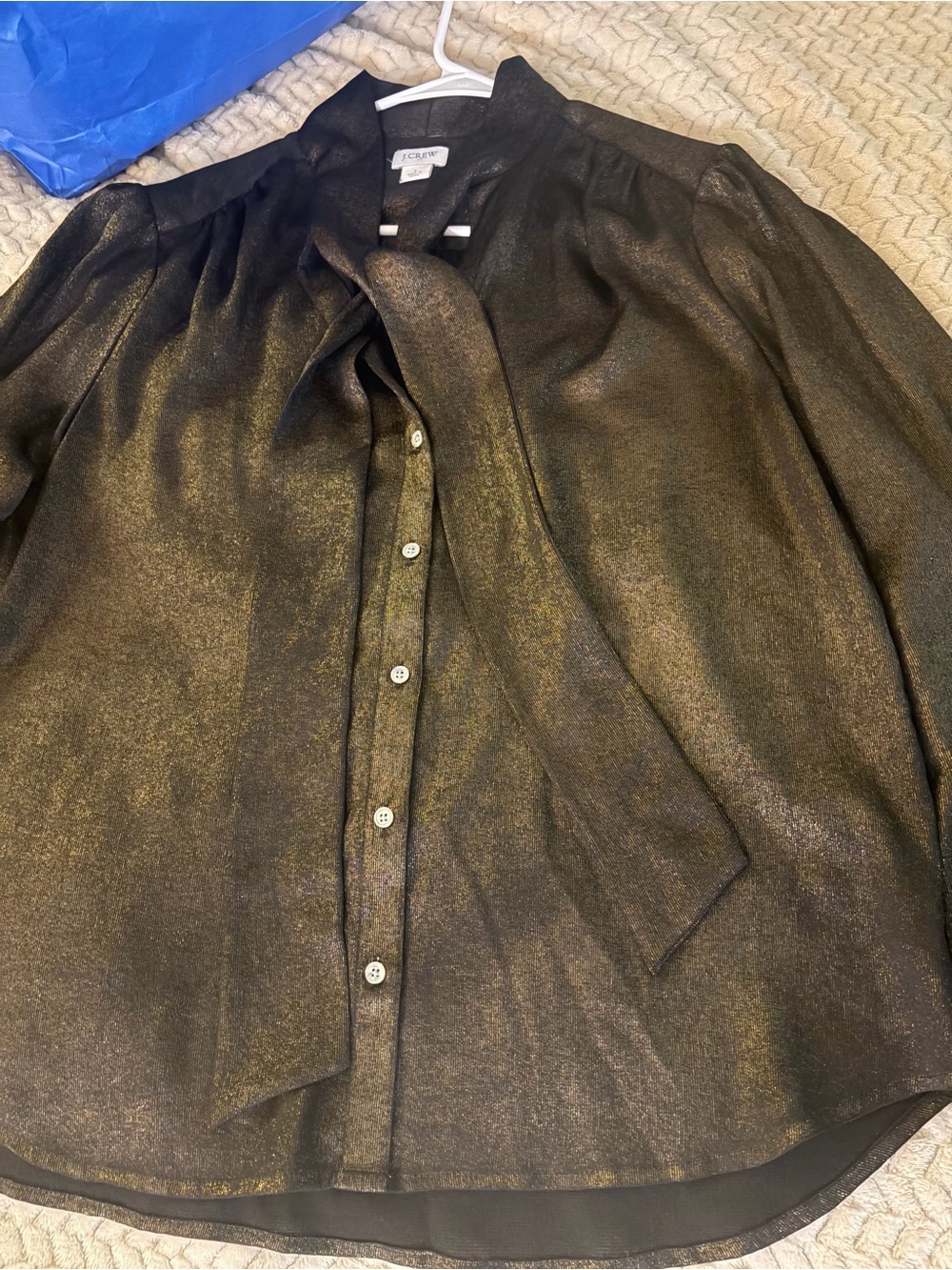 J. Crew Black Top with Gold Metallic Threading